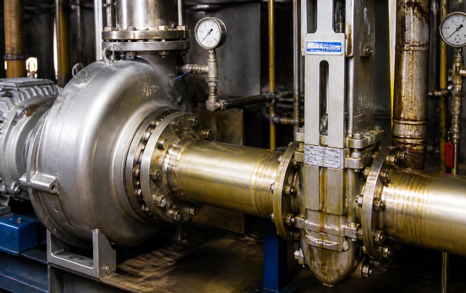Stainless steel process pump on a juice line
