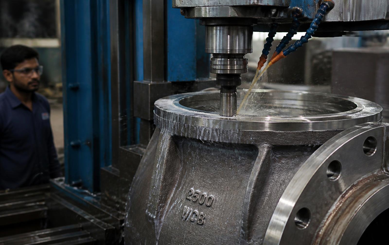 CNC machining of a cast steel valve body seat ring